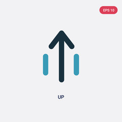two color up vector icon from interface concept. isolated blue up vector sign symbol can be use for web, mobile and logo. eps 10