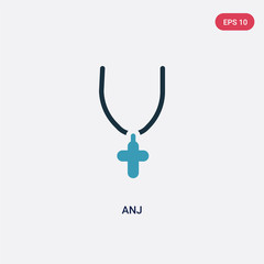 two color anj vector icon from jewelry concept. isolated blue anj vector sign symbol can be use for web, mobile and logo. eps 10