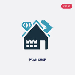 two color pawn shop vector icon from jewelry concept. isolated blue pawn shop vector sign symbol can be use for web, mobile and logo. eps 10