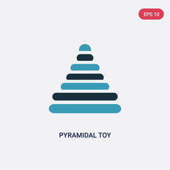 two color pyramidal toy vector icon from kid and baby concept. isolated blue pyramidal toy vector sign symbol can be use for web, mobile and logo. eps 10