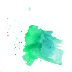 Bright watercolor blot. Yellow, red, green and blue colors.