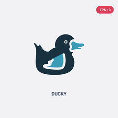 two color ducky vector icon from kid and baby concept. isolated blue ducky vector sign symbol can be use for web, mobile and logo. eps 10