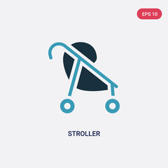 two color stroller vector icon from kid and baby concept. isolated blue stroller vector sign symbol can be use for web, mobile and logo. eps 10