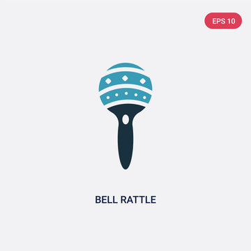 Two Color Bell Rattle Vector Icon From Kid And Baby Concept. Isolated Blue Bell Rattle Vector Sign Symbol Can Be Use For Web, Mobile And Logo. Eps 10