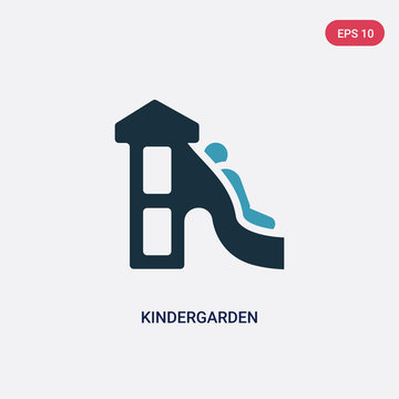 two color kindergarden vector icon from kid and baby concept. isolated blue kindergarden vector sign symbol can be use for web, mobile and logo. eps 10