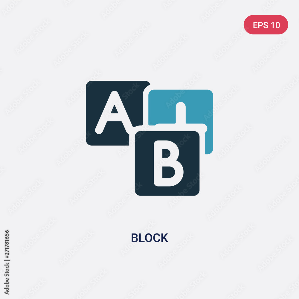 Poster two color block vector icon from kids and baby concept. isolated blue block vector sign symbol can b