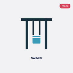 two color swings vector icon from kid and baby concept. isolated blue swings vector sign symbol can be use for web, mobile and logo. eps 10