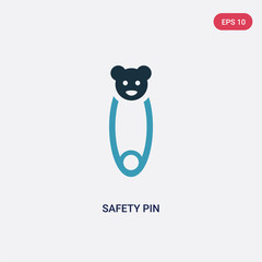 two color safety pin vector icon from kid and baby concept. isolated blue safety pin vector sign symbol can be use for web, mobile and logo. eps 10