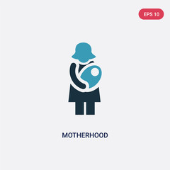 two color motherhood vector icon from kids and baby concept. isolated blue motherhood vector sign symbol can be use for web, mobile and logo. eps 10