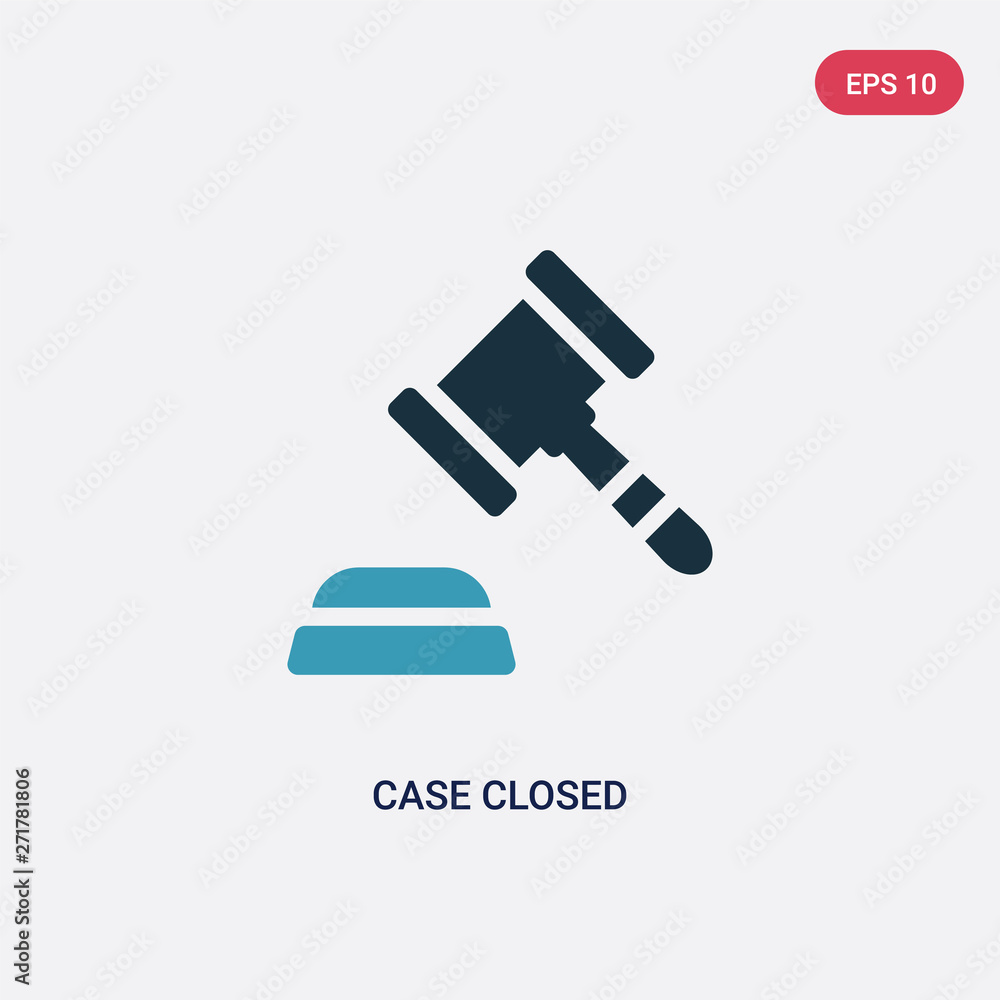 Poster two color case closed vector icon from law and justice concept. isolated blue case closed vector sig
