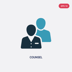 two color counsel vector icon from law and justice concept. isolated blue counsel vector sign symbol can be use for web, mobile and logo. eps 10