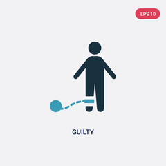 two color guilty vector icon from law and justice concept. isolated blue guilty vector sign symbol can be use for web, mobile and logo. eps 10