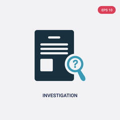 two color investigation vector icon from law and justice concept. isolated blue investigation vector sign symbol can be use for web, mobile and logo. eps 10
