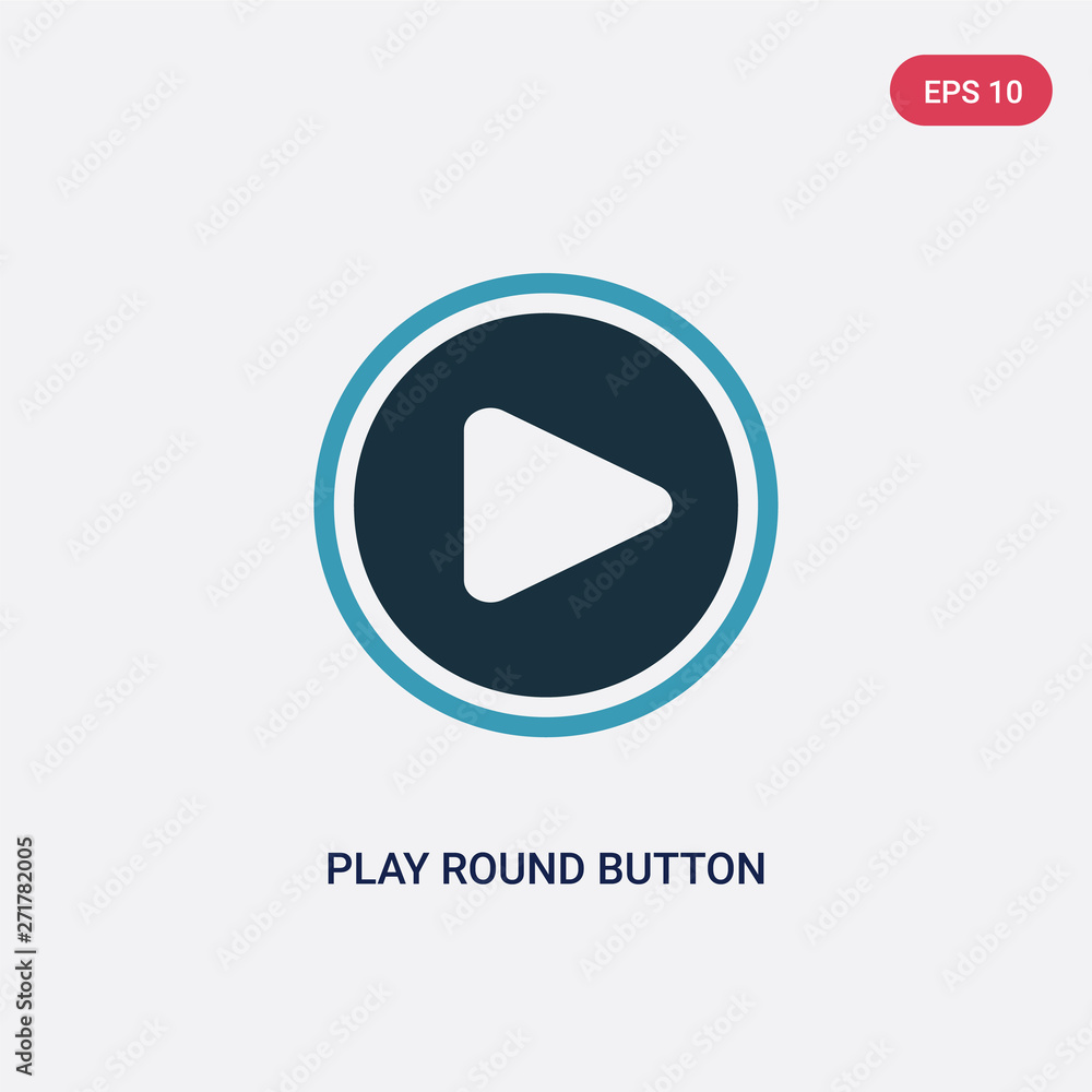 Poster two color play round button vector icon from logo concept. isolated blue play round button vector si