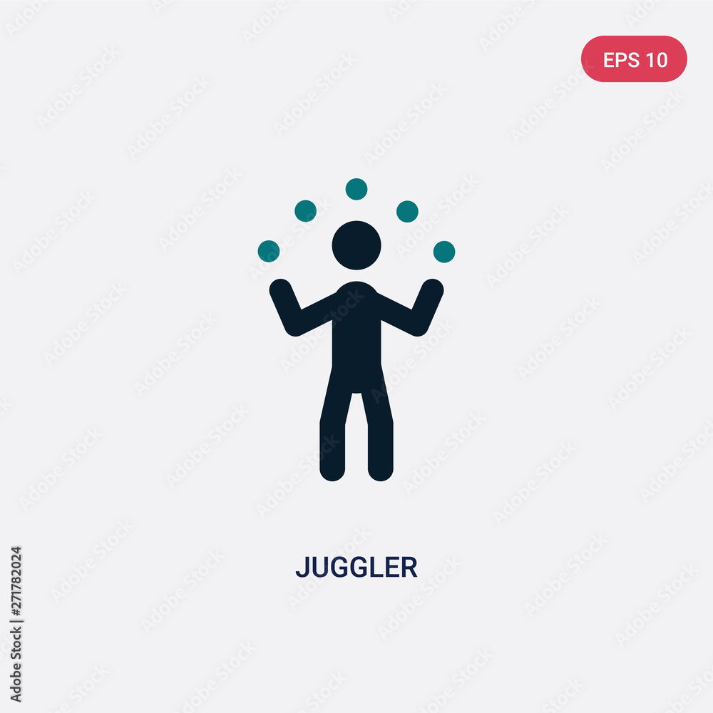 Poster two color juggler vector icon from magic concept. isolated blue juggler vector sign symbol can be us