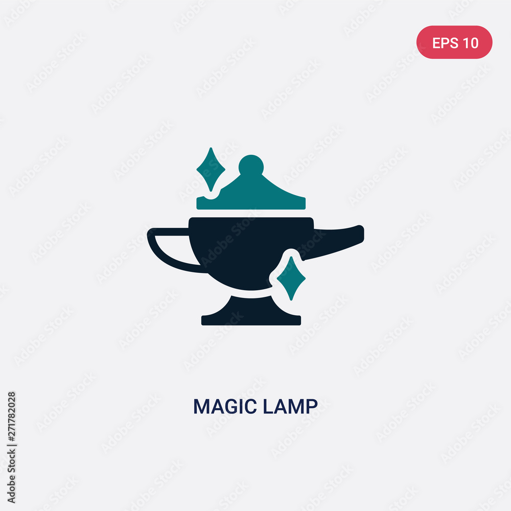 Poster two color magic lamp vector icon from magic concept. isolated blue magic lamp vector sign symbol can