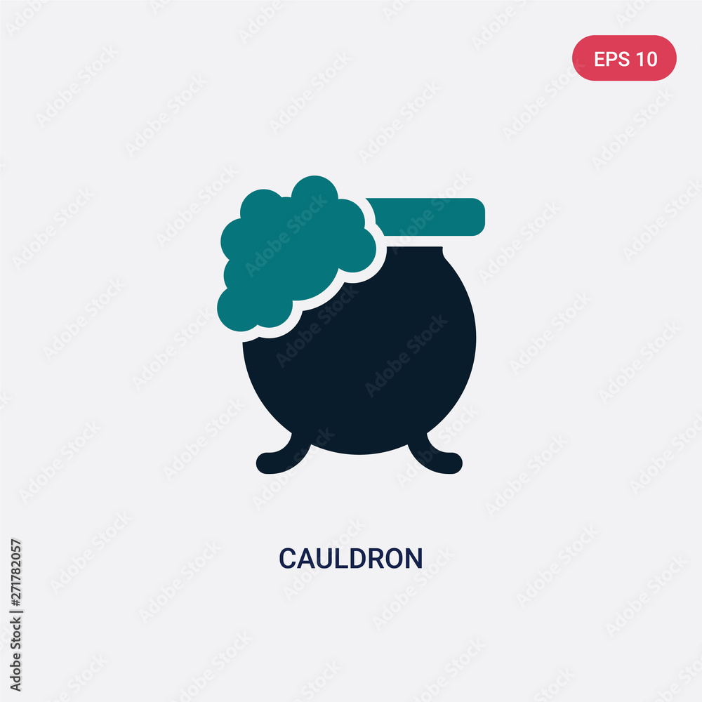 Poster two color cauldron vector icon from magic concept. isolated blue cauldron vector sign symbol can be 