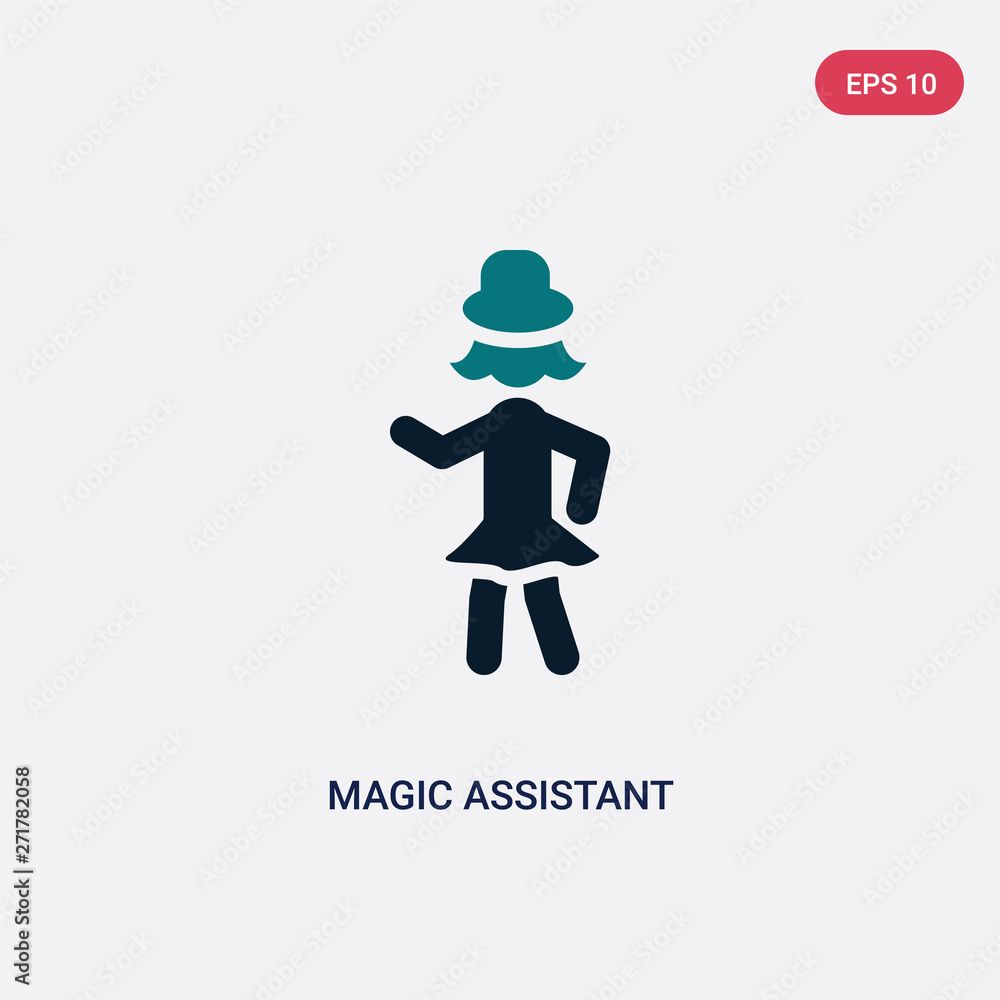 Poster two color magic assistant vector icon from magic concept. isolated blue magic assistant vector sign 