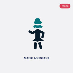 two color magic assistant vector icon from magic concept. isolated blue magic assistant vector sign symbol can be use for web, mobile and logo. eps 10
