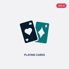 two color playing cards vector icon from magic concept. isolated blue playing cards vector sign symbol can be use for web, mobile and logo. eps 10