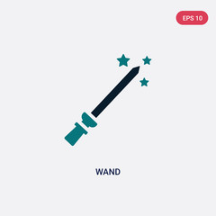 two color wand vector icon from magic concept. isolated blue wand vector sign symbol can be use for web, mobile and logo. eps 10