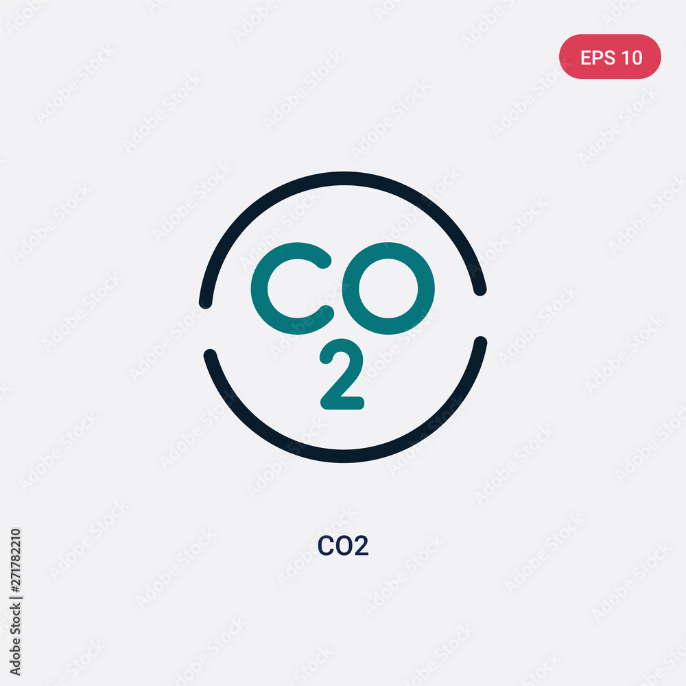 Poster two color co2 vector icon from maps and flags concept. isolated blue co2 vector sign symbol can be u