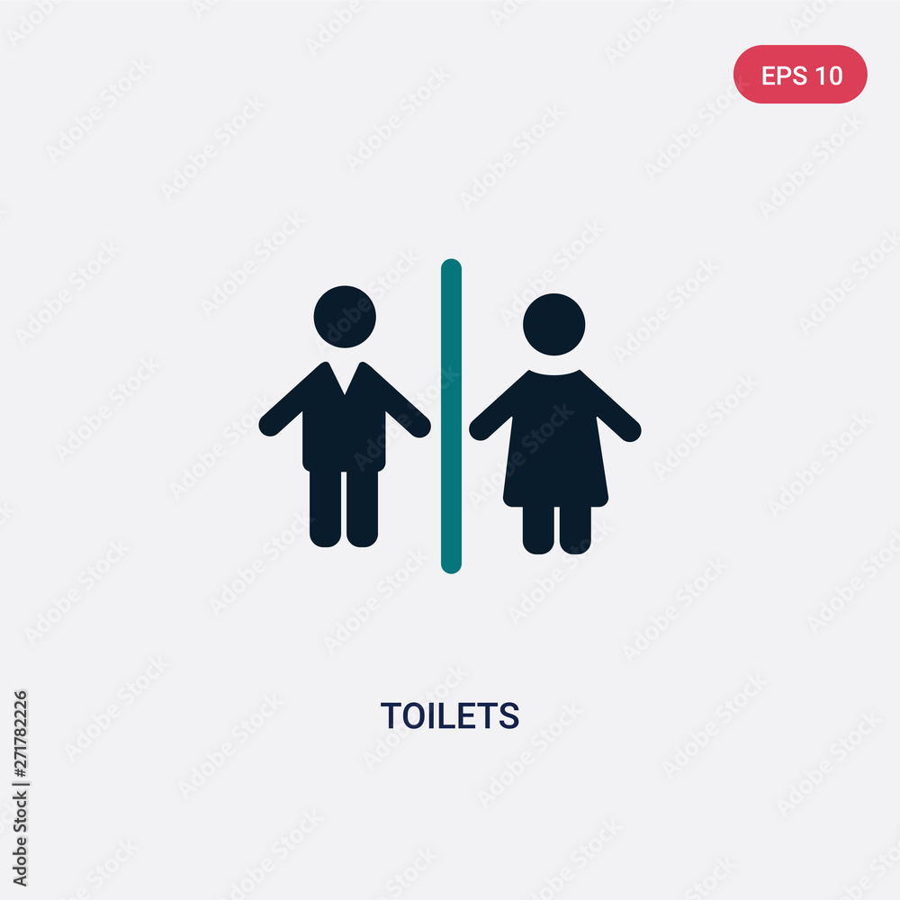 Poster two color toilets vector icon from maps and flags concept. isolated blue toilets vector sign symbol 