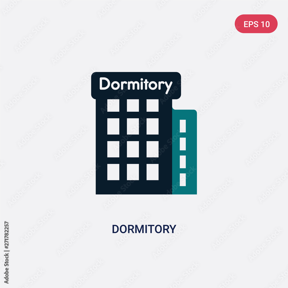 Poster two color dormitory vector icon from maps and flags concept. isolated blue dormitory vector sign sym