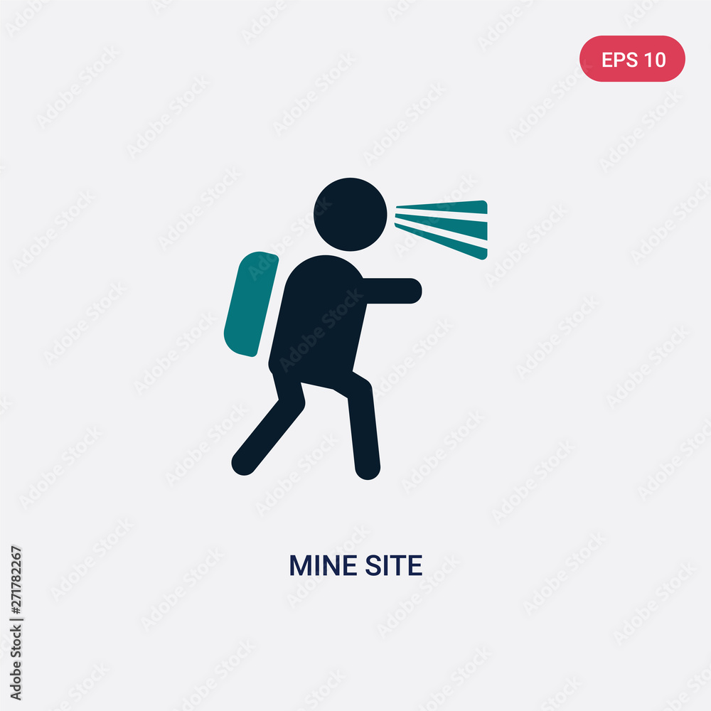 Poster two color mine site vector icon from maps and flags concept. isolated blue mine site vector sign sym