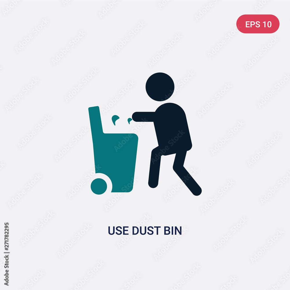 Poster two color use dust bin vector icon from maps and flags concept. isolated blue use dust bin vector si