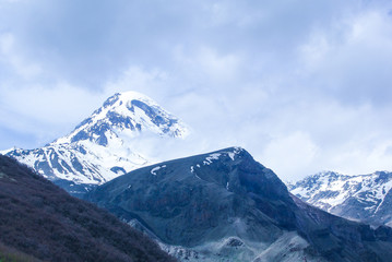 Fototapeta na wymiar Caucasus mountains in Kazbegi region, Georgia - Image 