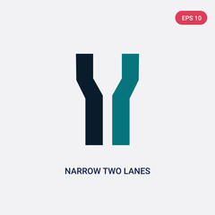 two color narrow two lanes vector icon from maps and flags concept. isolated blue narrow two lanes vector sign symbol can be use for web, mobile and logo. eps 10