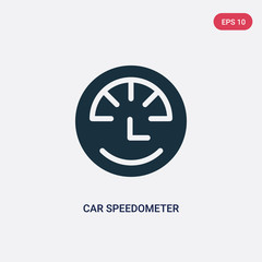 two color car speedometer vector icon from mechanicons concept. isolated blue car speedometer vector sign symbol can be use for web, mobile and logo. eps 10