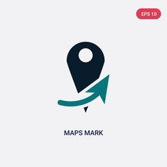 two color maps mark vector icon from maps and flags concept. isolated blue maps mark vector sign symbol can be use for web, mobile and logo. eps 10