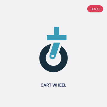 Two Color Cart Wheel Vector Icon From Mechanicons Concept. Isolated Blue Cart Wheel Vector Sign Symbol Can Be Use For Web, Mobile And Logo. Eps 10