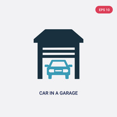 two color car in a garage vector icon from mechanicons concept. isolated blue car in a garage vector sign symbol can be use for web, mobile and logo. eps 10