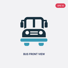 two color bus front view vector icon from mechanicons concept. isolated blue bus front view vector sign symbol can be use for web, mobile and logo. eps 10