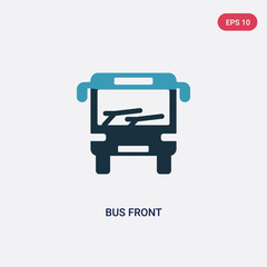 two color bus front vector icon from mechanicons concept. isolated blue bus front vector sign symbol can be use for web, mobile and logo. eps 10