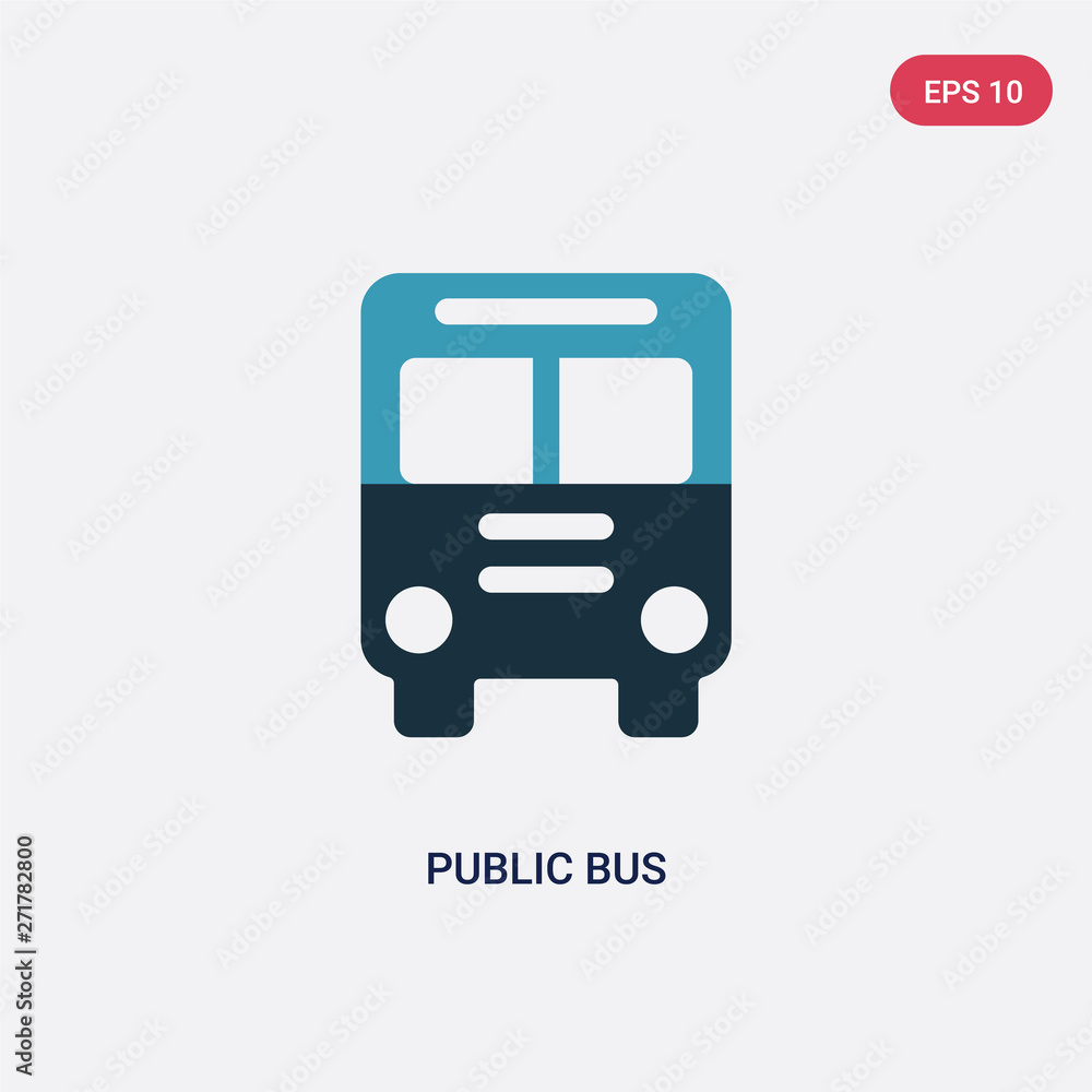 Poster two color public bus vector icon from mechanicons concept. isolated blue public bus vector sign symb