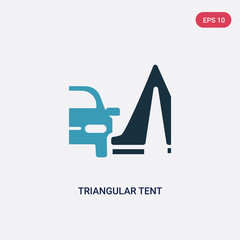 two color triangular tent vector icon from mechanicons concept. isolated blue triangular tent vector sign symbol can be use for web, mobile and logo. eps 10