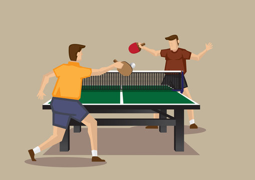 Table Tennis Game In Action Vector Cartoon Illustration Series