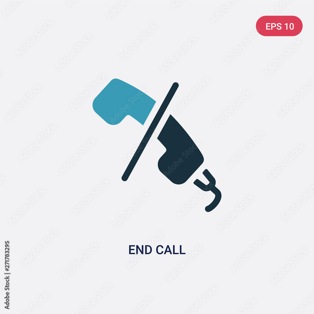 Poster two color end call vector icon from message concept. isolated blue end call vector sign symbol can b
