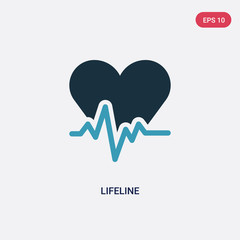 two color lifeline vector icon from medical concept. isolated blue lifeline vector sign symbol can be use for web, mobile and logo. eps 10 - obrazy, fototapety, plakaty