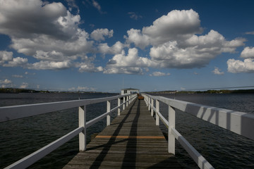 sea bridge with maritime view to the Kiel Fjord