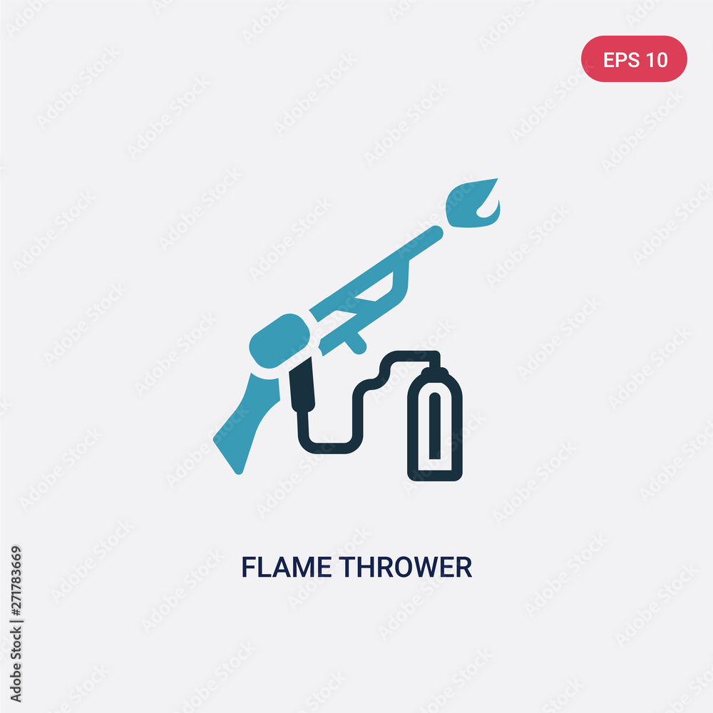 Poster two color flame thrower vector icon from miscellaneous concept. isolated blue flame thrower vector s