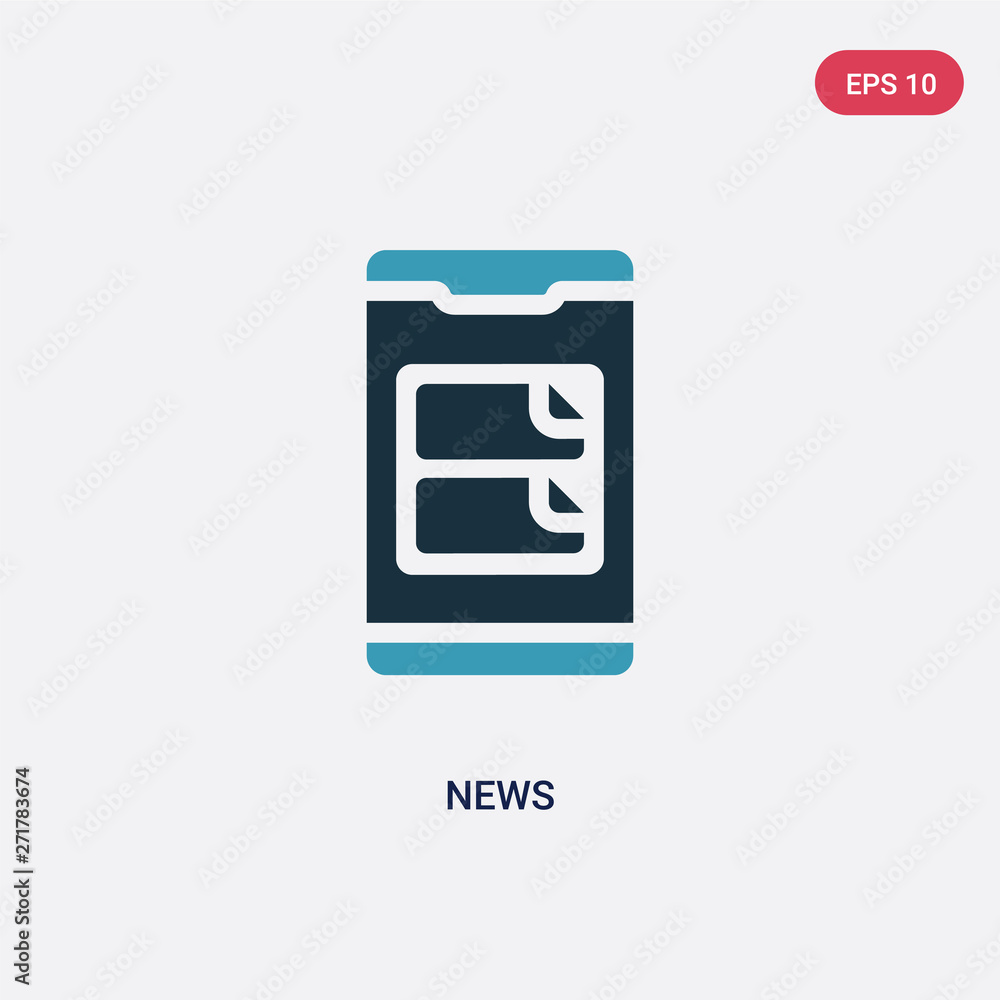 Poster two color news vector icon from mobile app concept. isolated blue news vector sign symbol can be use