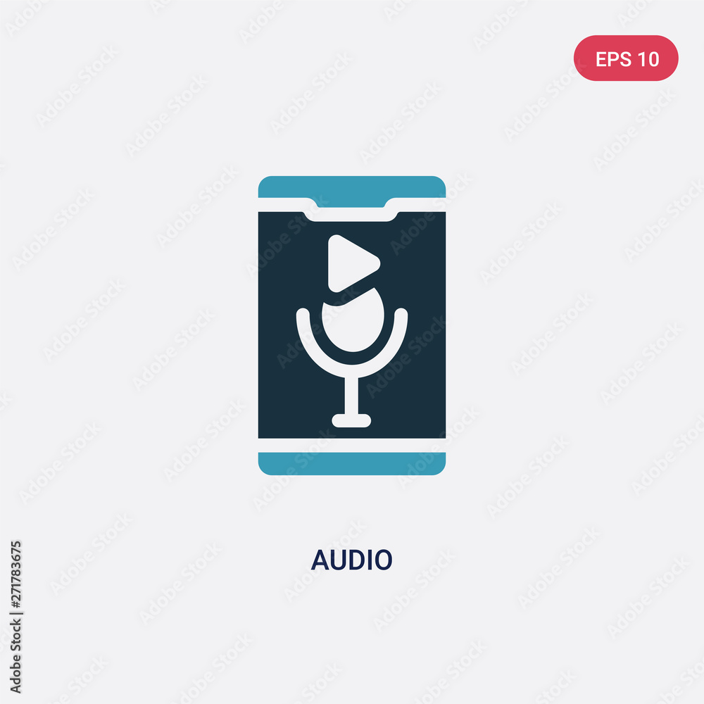 Poster two color audio vector icon from mobile app concept. isolated blue audio vector sign symbol can be u