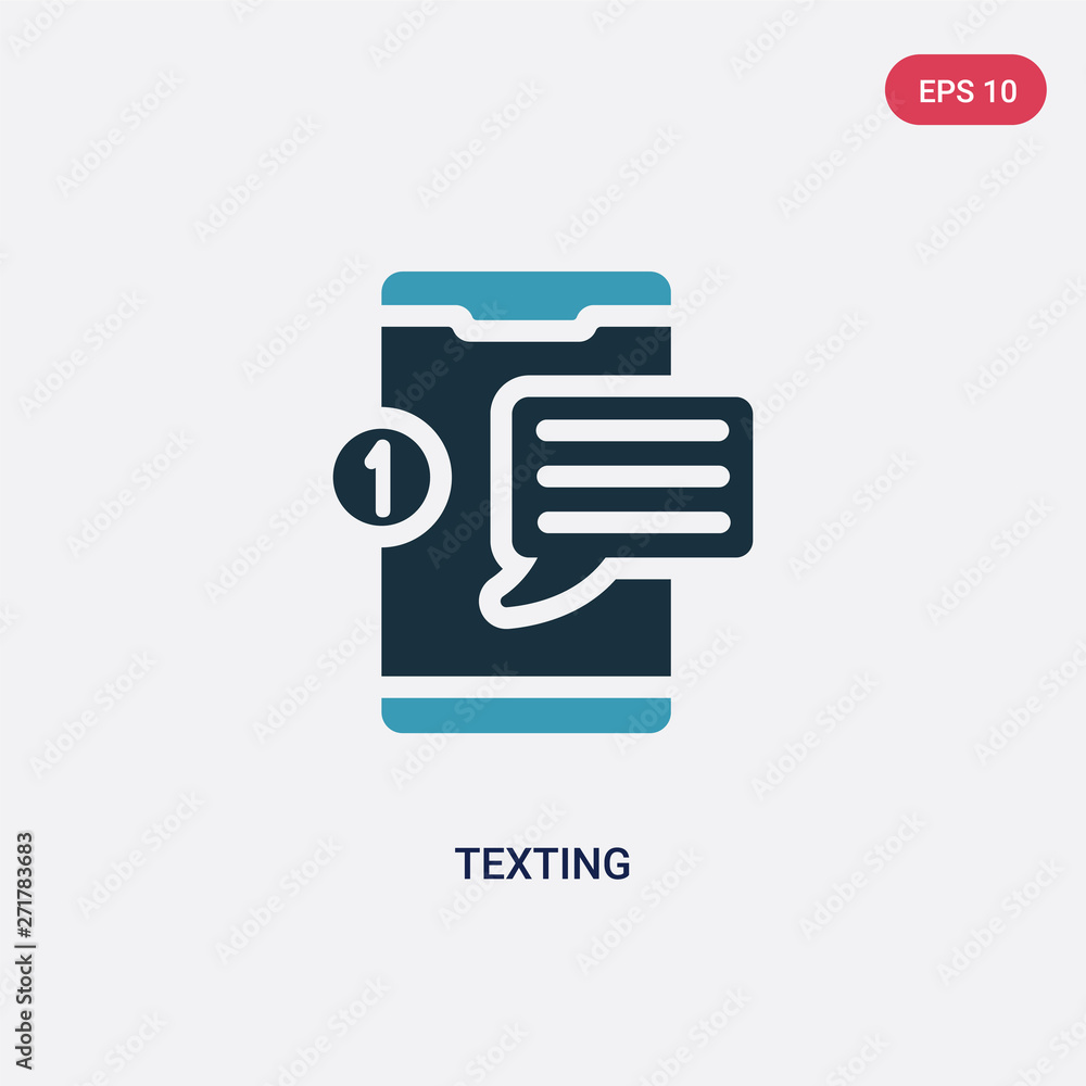 Poster two color texting vector icon from mobile app concept. isolated blue texting vector sign symbol can 
