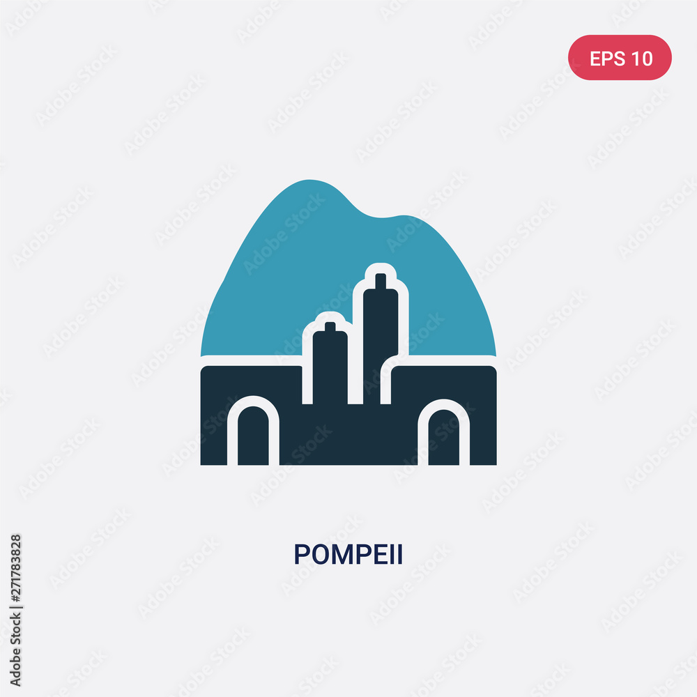 Poster two color pompeii vector icon from monuments concept. isolated blue pompeii vector sign symbol can b