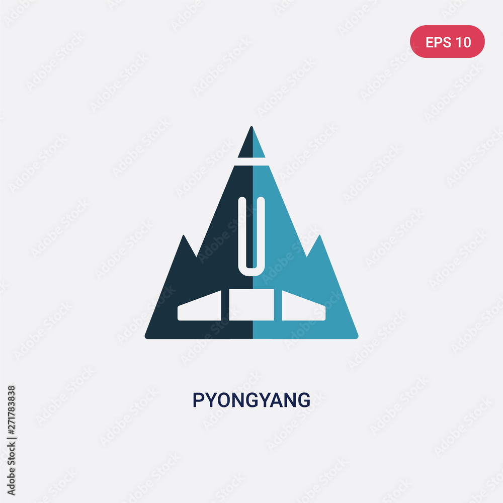 Poster two color pyongyang vector icon from monuments concept. isolated blue pyongyang vector sign symbol c